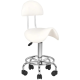 White Saddle Stool with Backrest